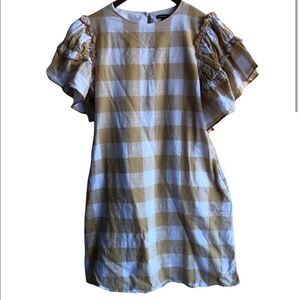 Who What Wear Gold and White Checkered Dress